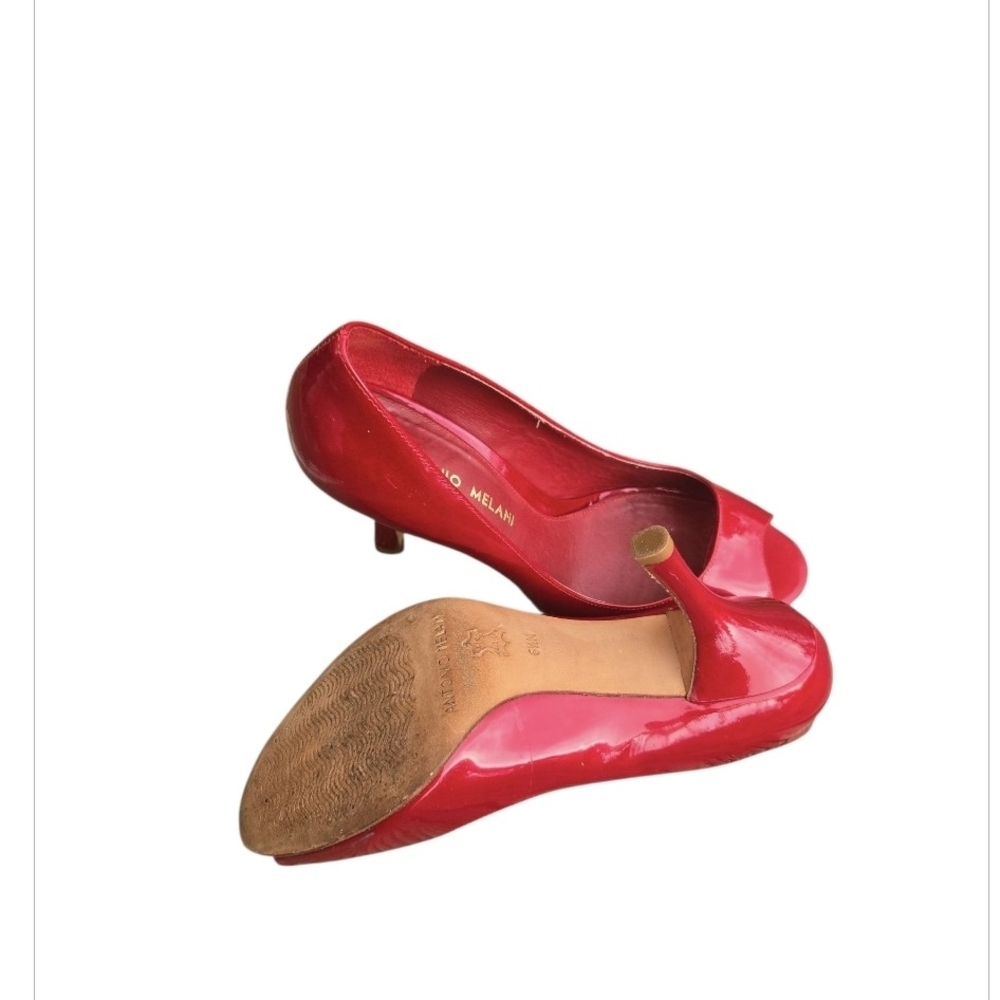 ANTONIO MELANI, Elegant Red Peep-Toe Heels.Size 6.5 M - Picture 6 of 7